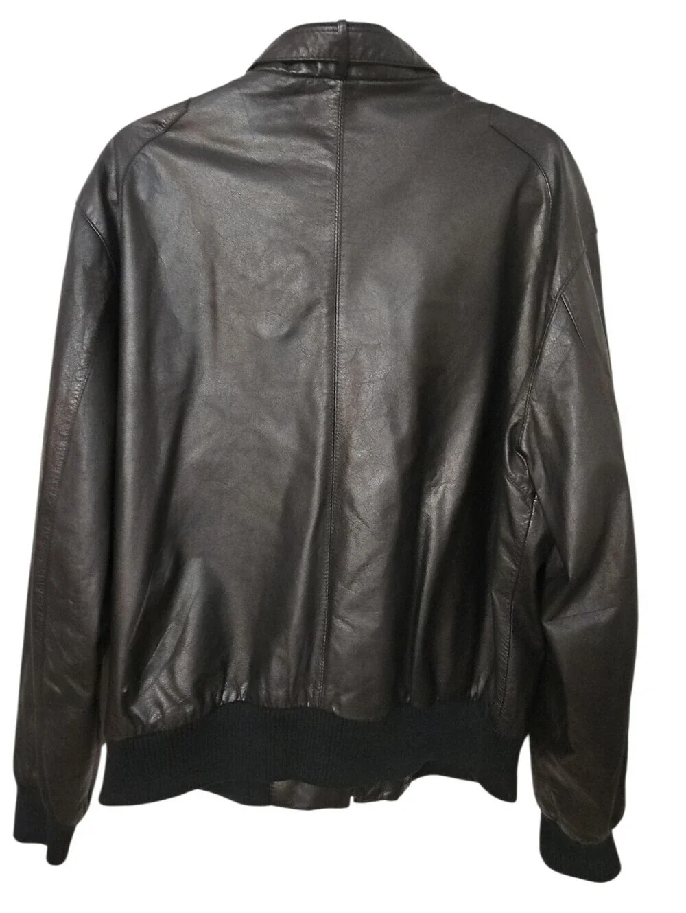 Members Only Vintage 80s Black Leather Bomber Moto Jacket Sz 42 Large Mens